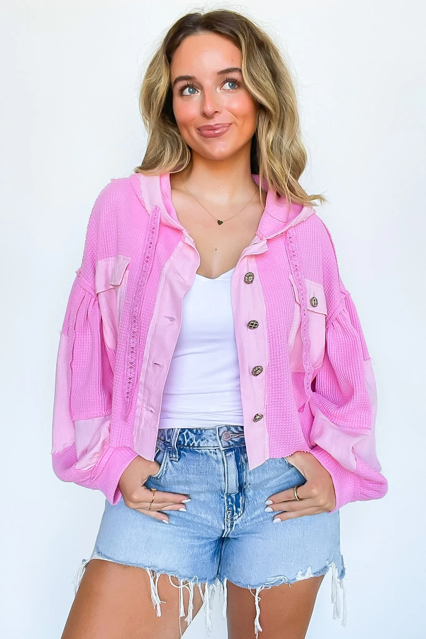 Desert Mornings Thermal Button Down Hooded Shacket