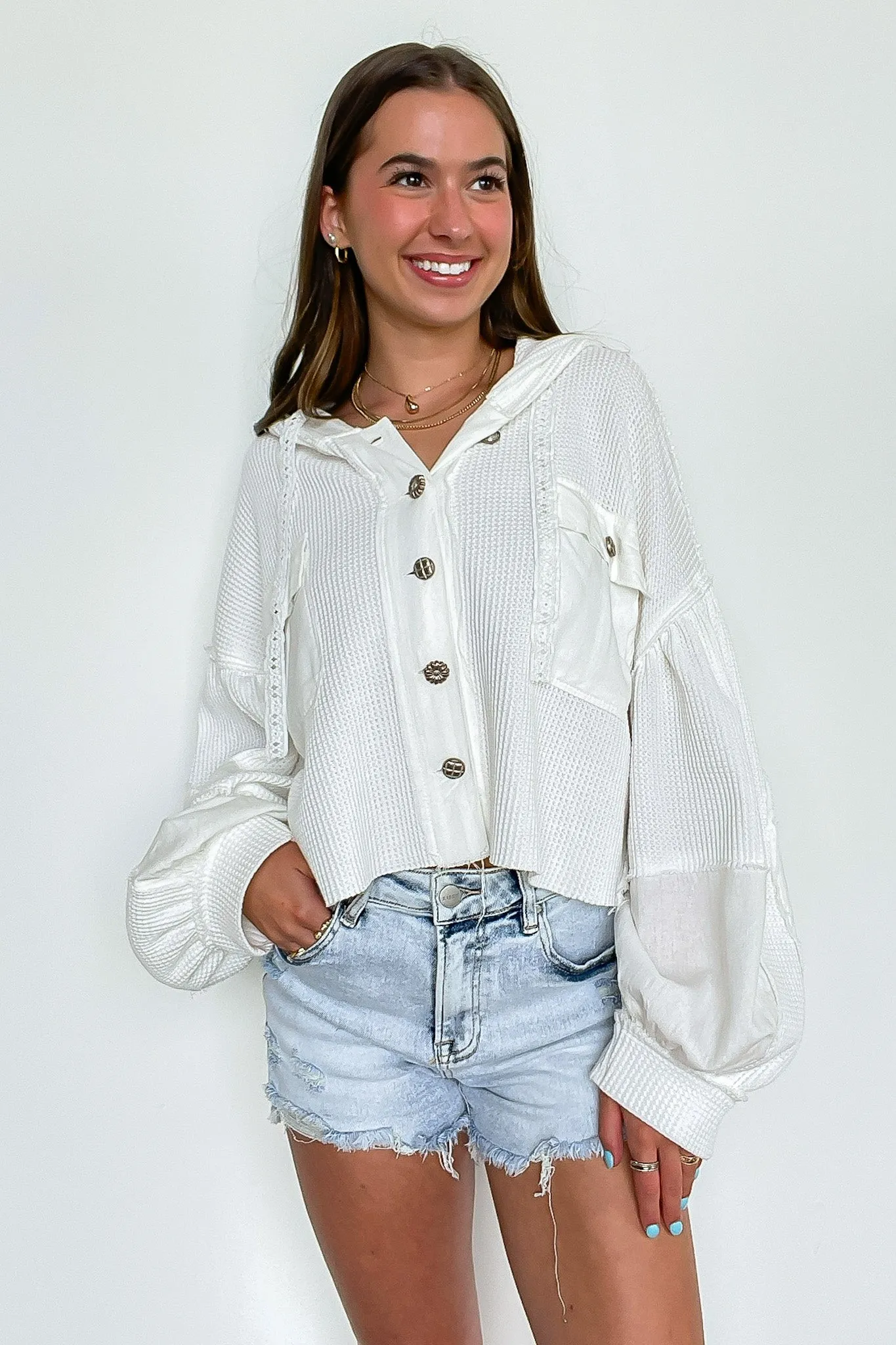 Desert Mornings Thermal Button Down Hooded Shacket