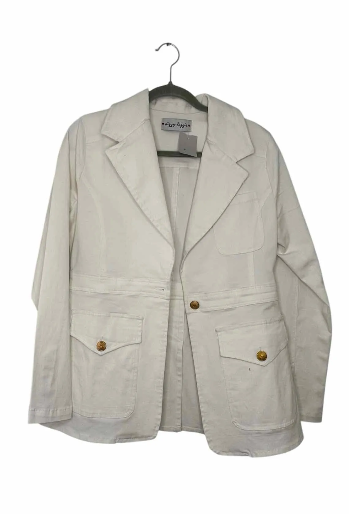 Dizzy Lizzy Size Medium White Pre-Owned Blazer/Indoor Jacket- Ladies