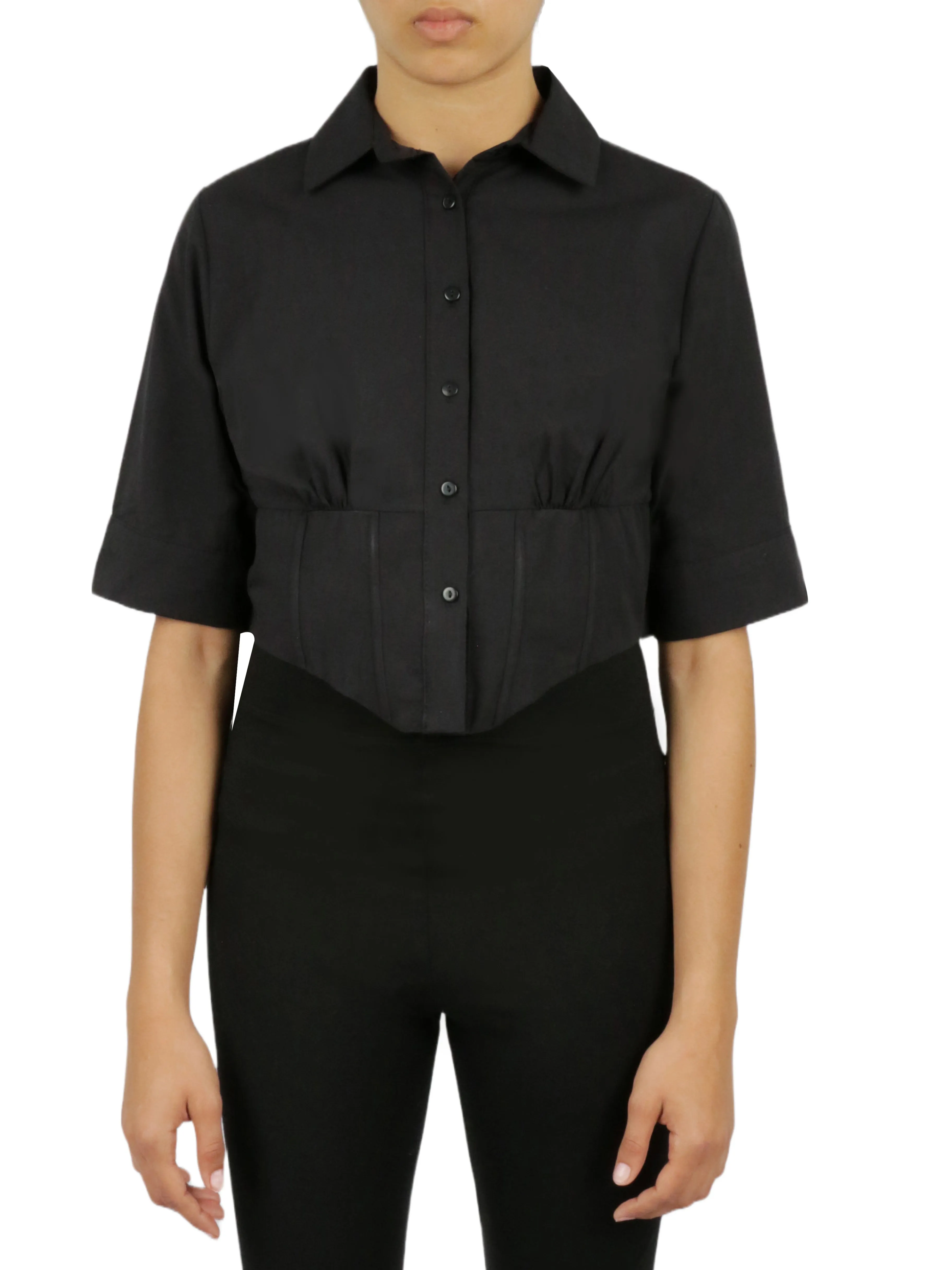 Doorbuster Cropped Corseted Shirt  Last Few Pieces!
