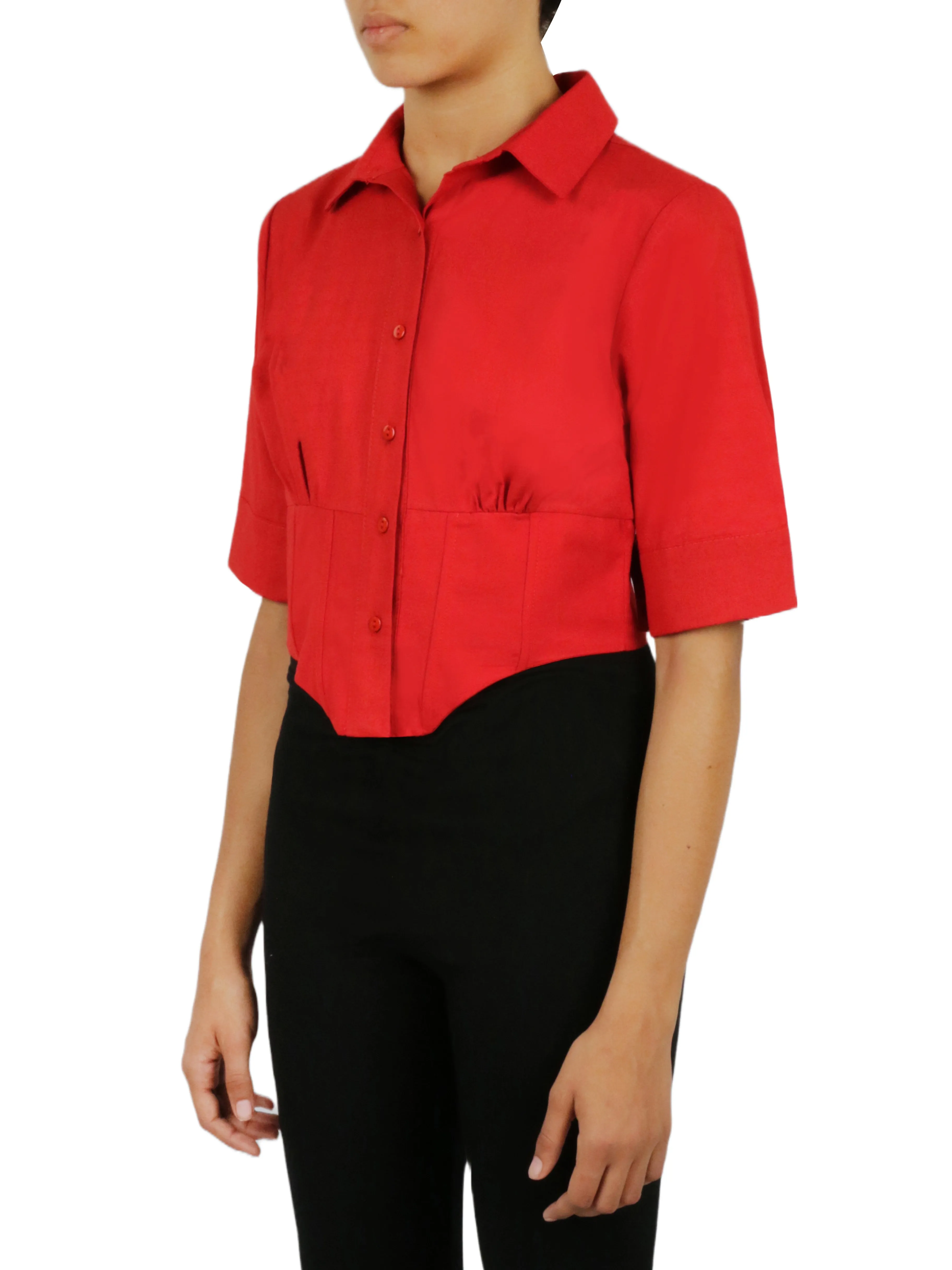 Doorbuster Cropped Corseted Shirt  Last Few Pieces!