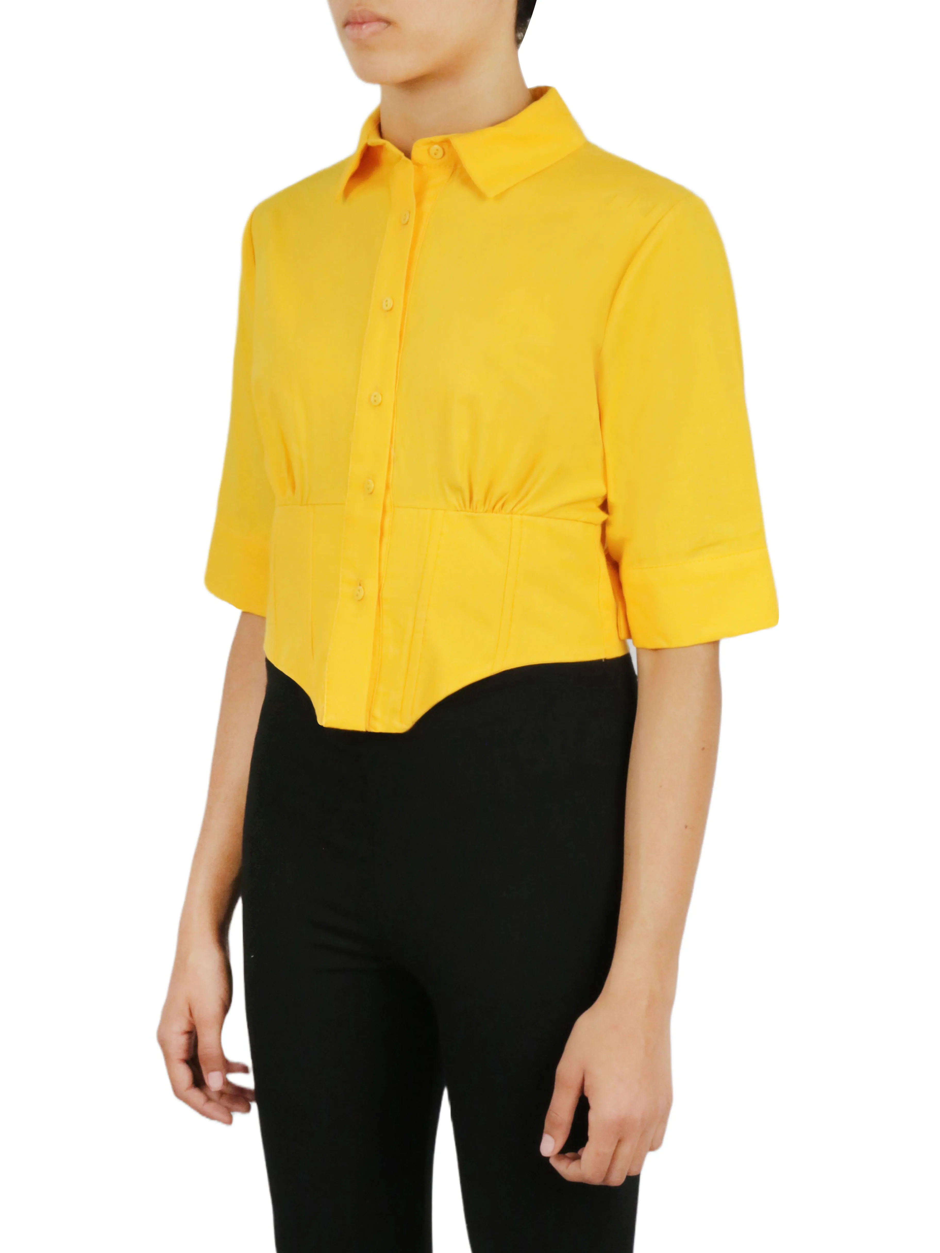 Doorbuster Cropped Corseted Shirt  Last Few Pieces!