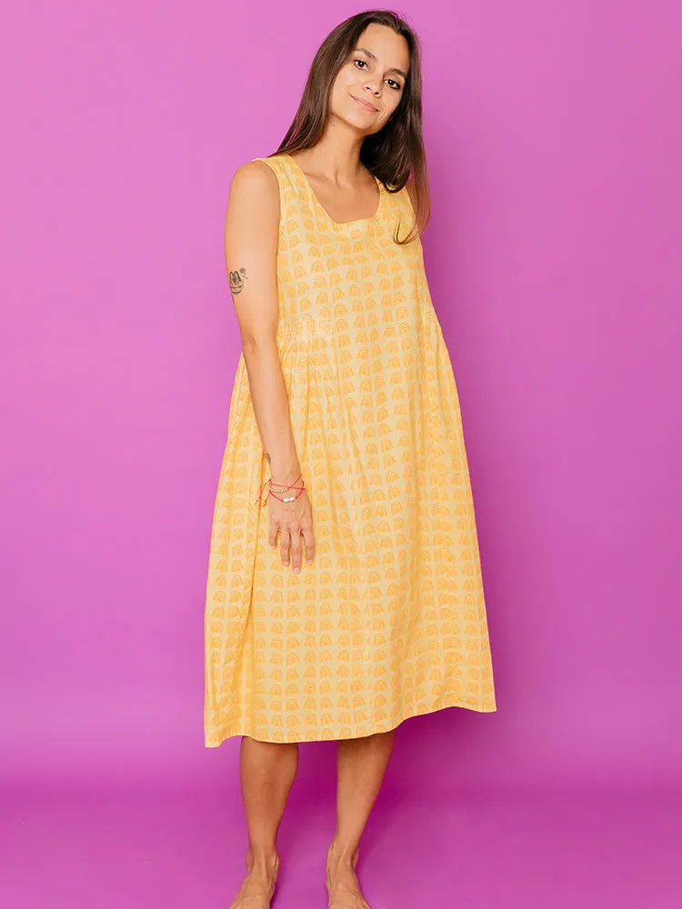 Doorbuster Melody Midi Dress - Sunny Stripes Yellow  Last Few Pieces!