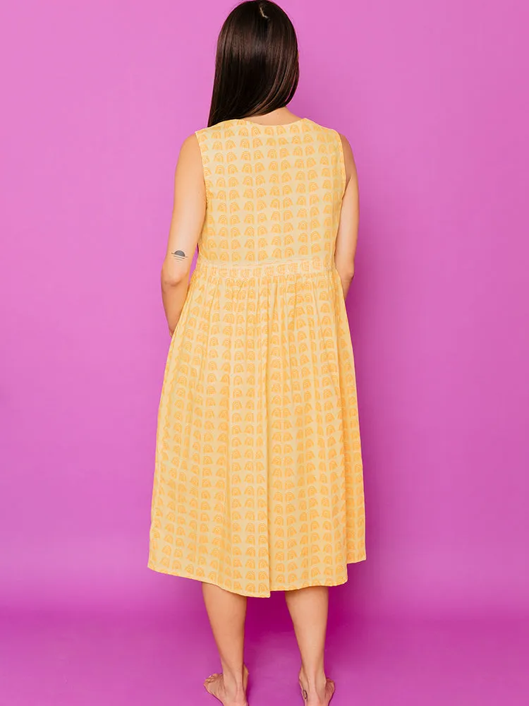 Doorbuster Melody Midi Dress - Sunny Stripes Yellow  Last Few Pieces!