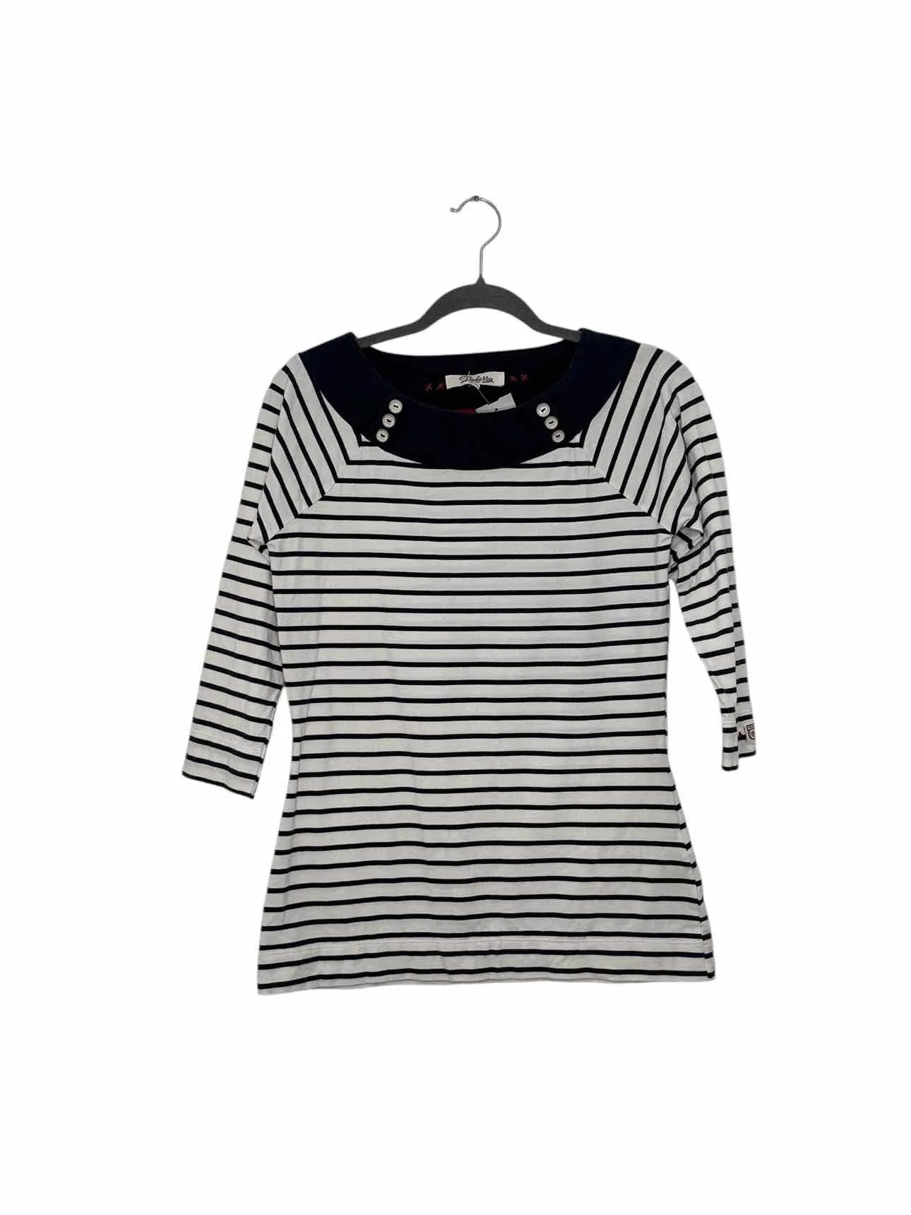 Dubarry Size 4 White Stripe Pre-Owned Top- Ladies