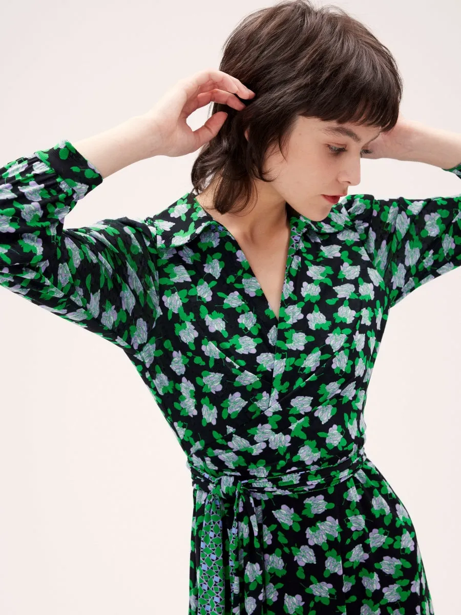 DVF PHOENIX REVERSIBLE DRESS DOT BLSM SM GN/VENICE