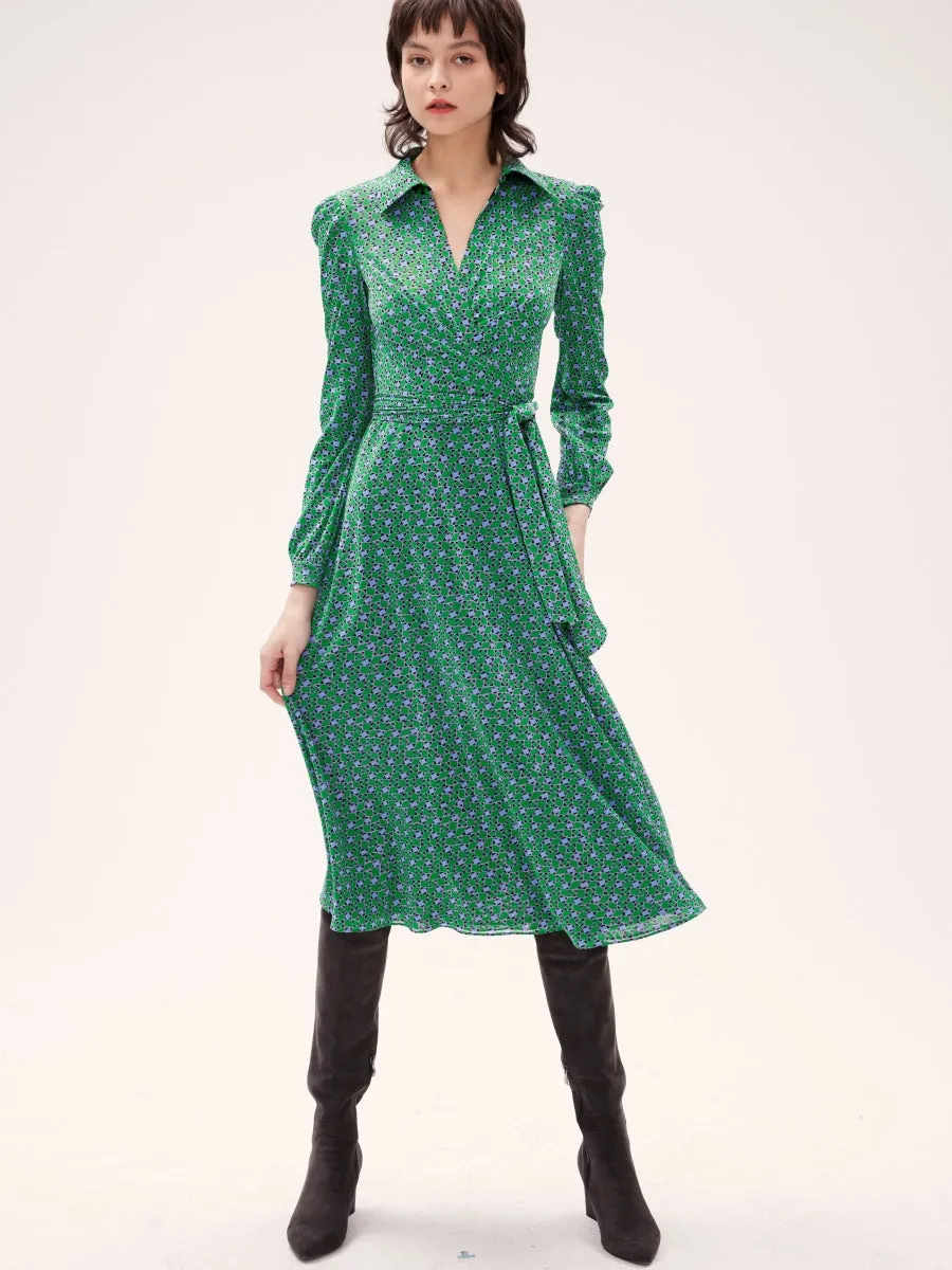 DVF PHOENIX REVERSIBLE DRESS DOT BLSM SM GN/VENICE