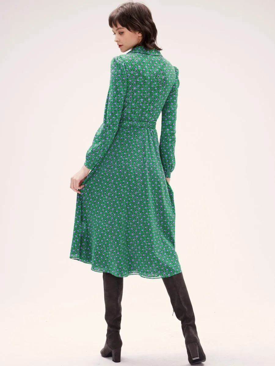 DVF PHOENIX REVERSIBLE DRESS DOT BLSM SM GN/VENICE