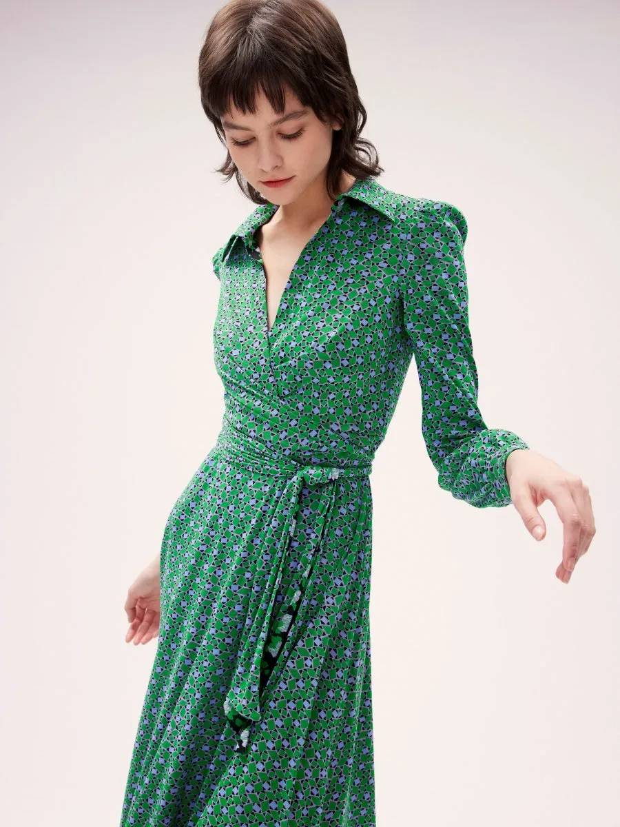 DVF PHOENIX REVERSIBLE DRESS DOT BLSM SM GN/VENICE
