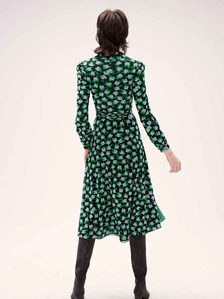 DVF PHOENIX REVERSIBLE DRESS DOT BLSM SM GN/VENICE