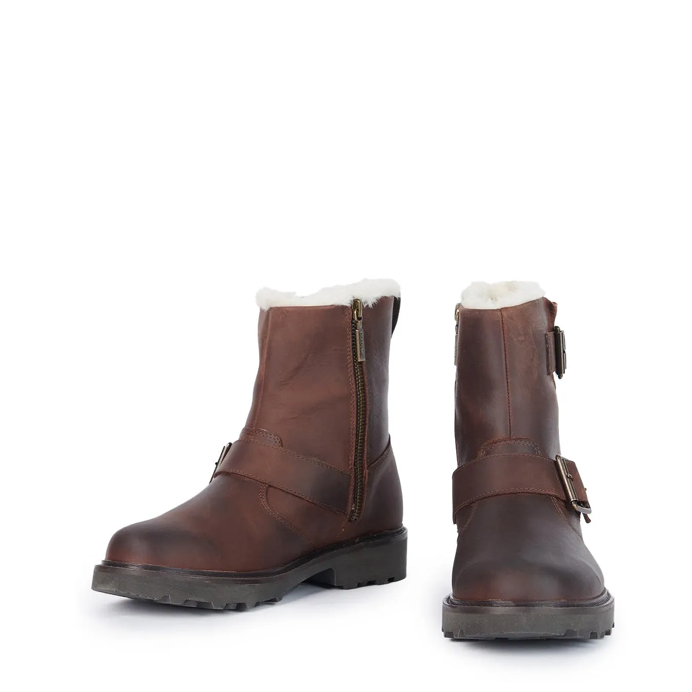 Editors Choice Barbour Womens Derwent Biker Boots Brown  Stylish & Comfortable