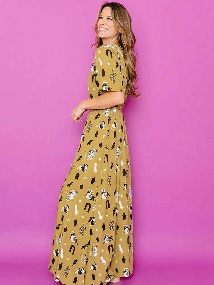 Editors Choice Brea Wrap Dress - Olive Curios  Stylish & Comfortable
