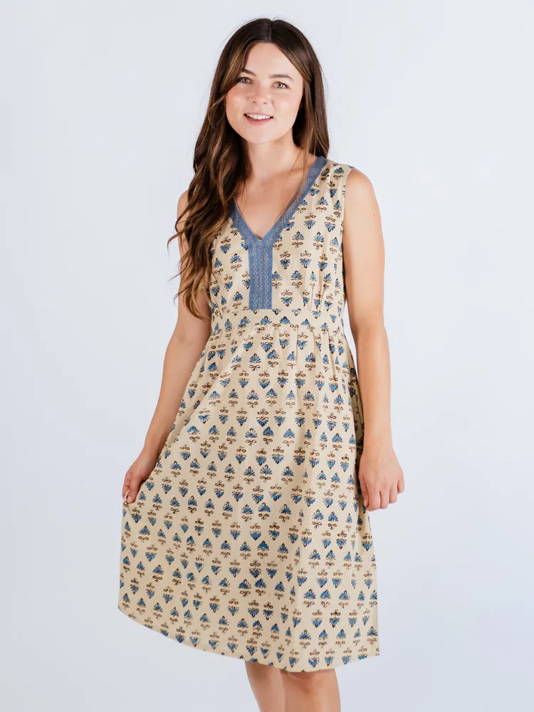 Editors Choice Jaya Sleeveless Dress - Blue Floral  Going Fast!