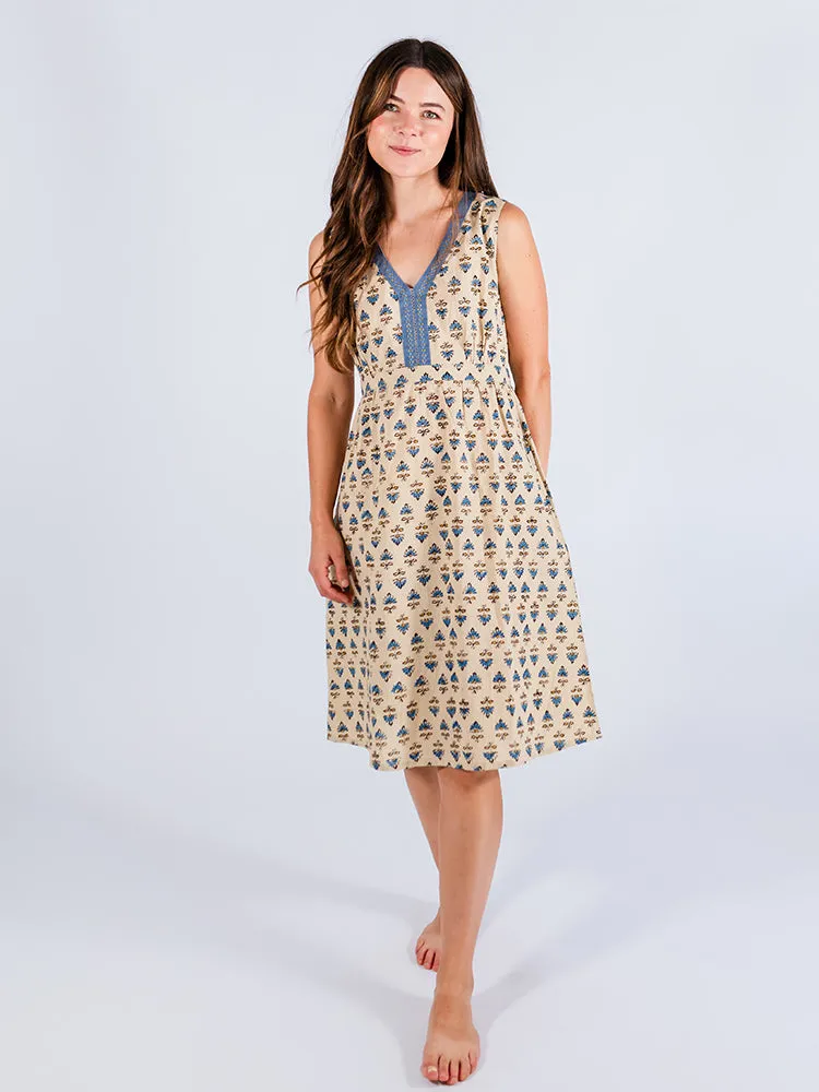 Editors Choice Jaya Sleeveless Dress - Blue Floral  Going Fast!