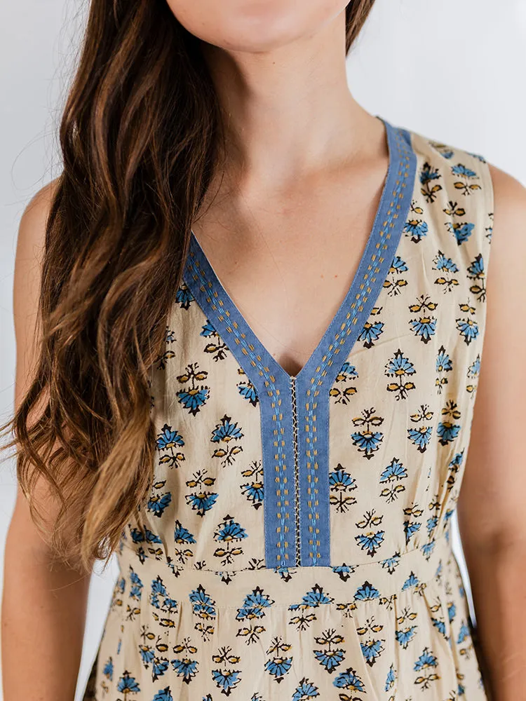 Editors Choice Jaya Sleeveless Dress - Blue Floral  Going Fast!