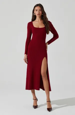 Editors Choice Kylie Ribbed Midi Sweater Dress  Dont Miss Out!