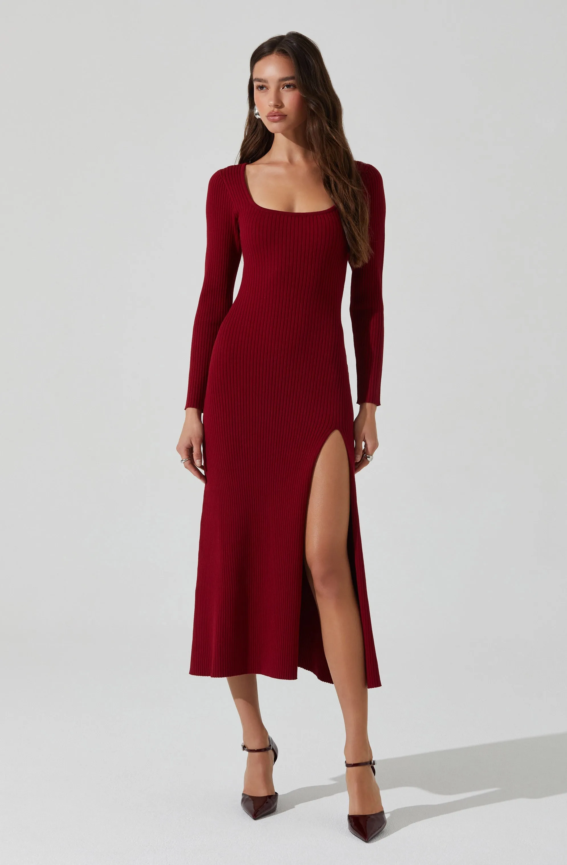 Editors Choice Kylie Ribbed Midi Sweater Dress  Dont Miss Out!