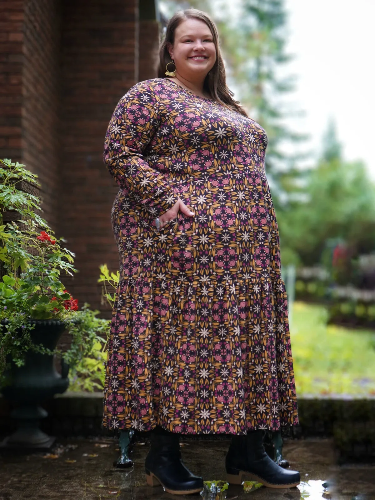 Editors Choice Mirah Tiered Plus Size Dress - Mauve Tile  Almost Sold Out!