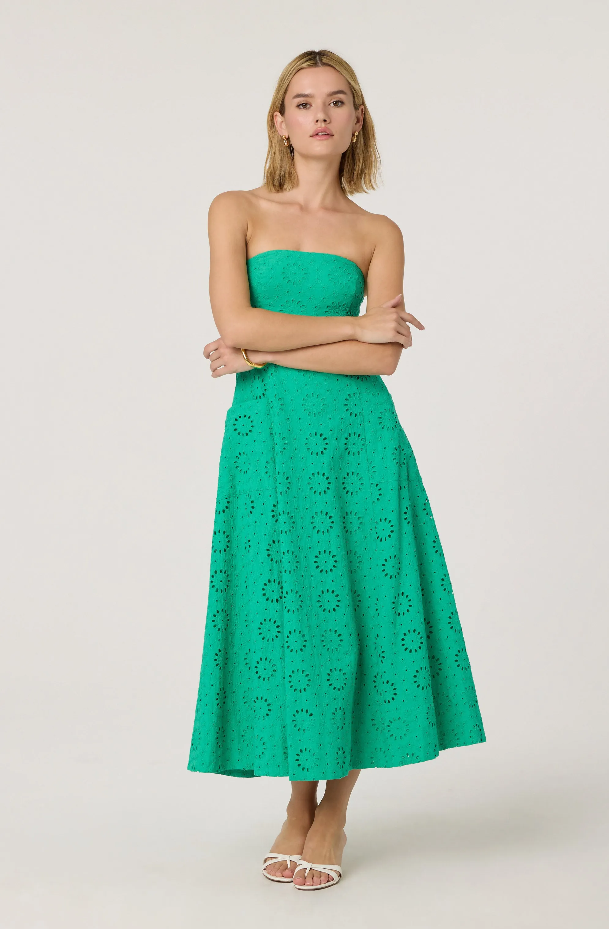 Editors Pick Eyelet Strapless Midi Dress  Almost Sold Out!