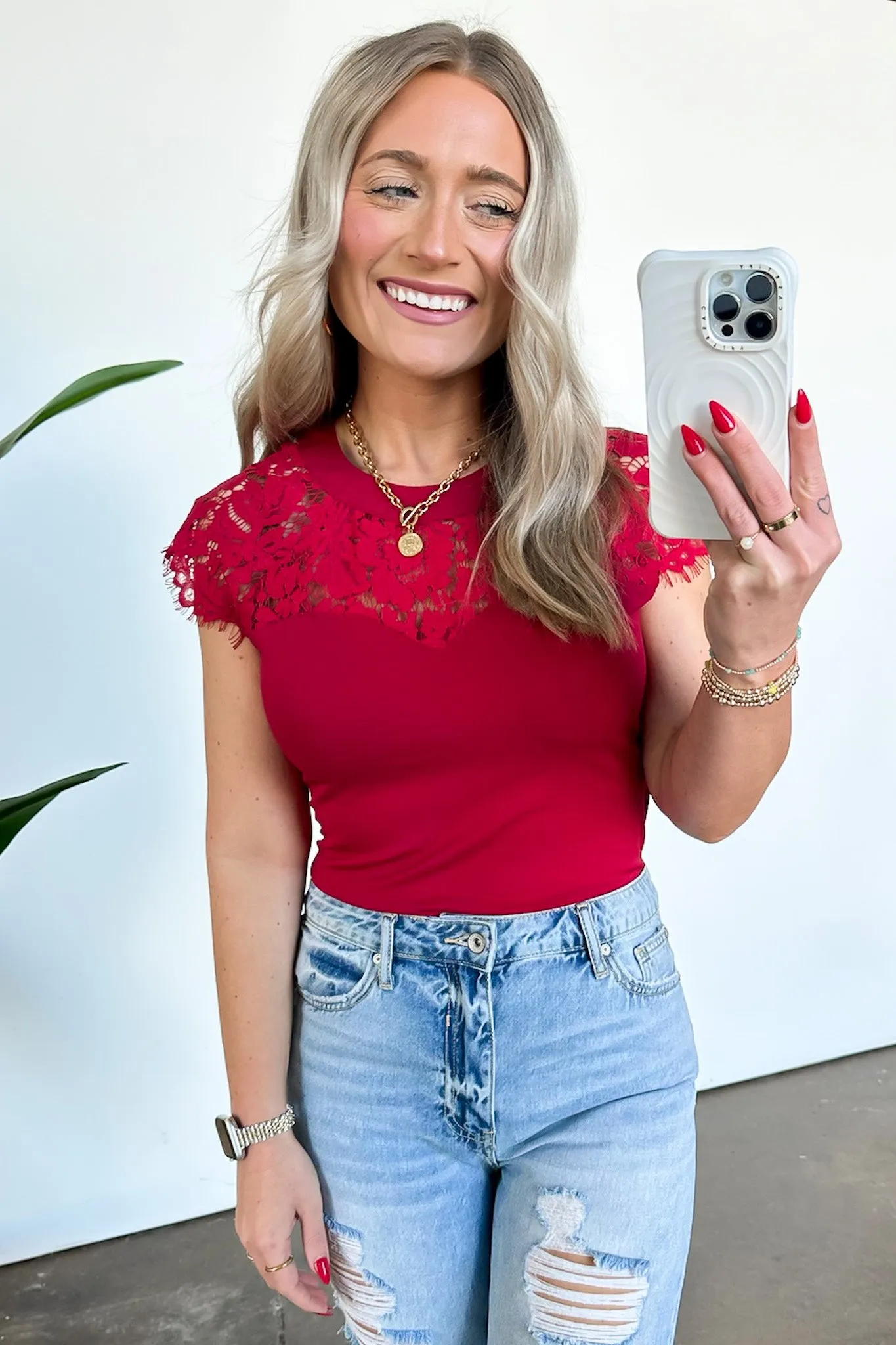 Eloquently Enticing Scallop Lace Trim Top - FINAL SALE