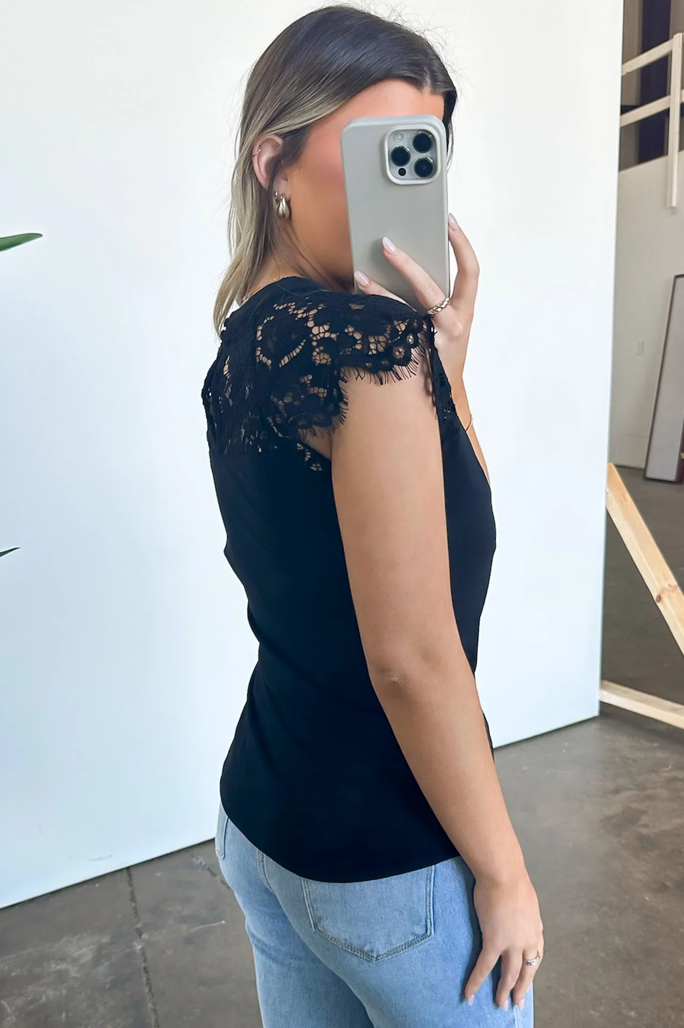 Eloquently Enticing Scallop Lace Trim Top - FINAL SALE