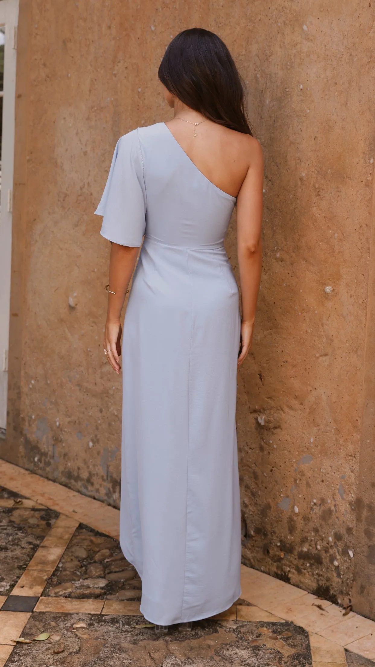 Emma One Sleeve Maxi Dress - Blue Billy J