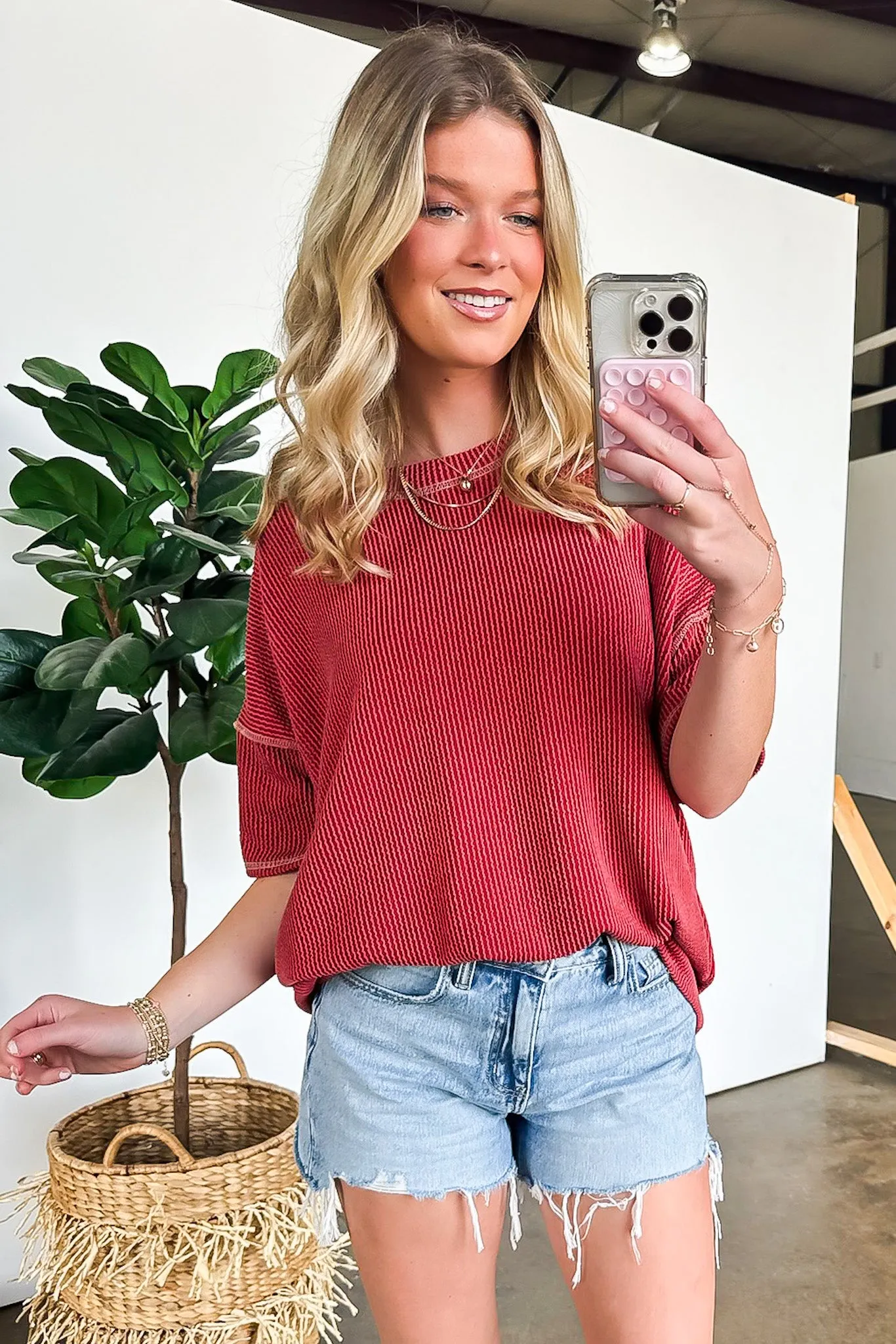 Evianna Stitch Detail Short Sleeve Relaxed Top - BACK IN STOCK