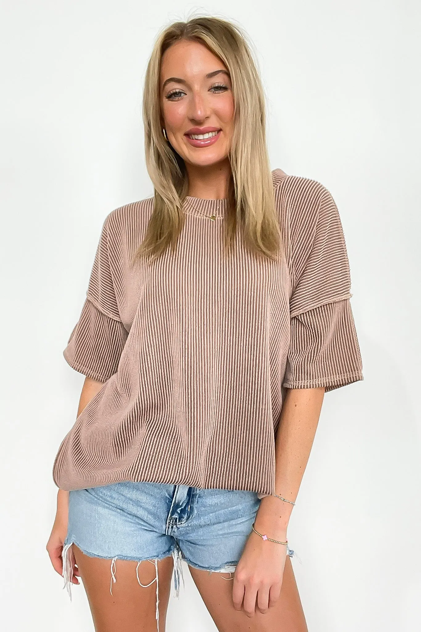 Evianna Stitch Detail Short Sleeve Relaxed Top - BACK IN STOCK