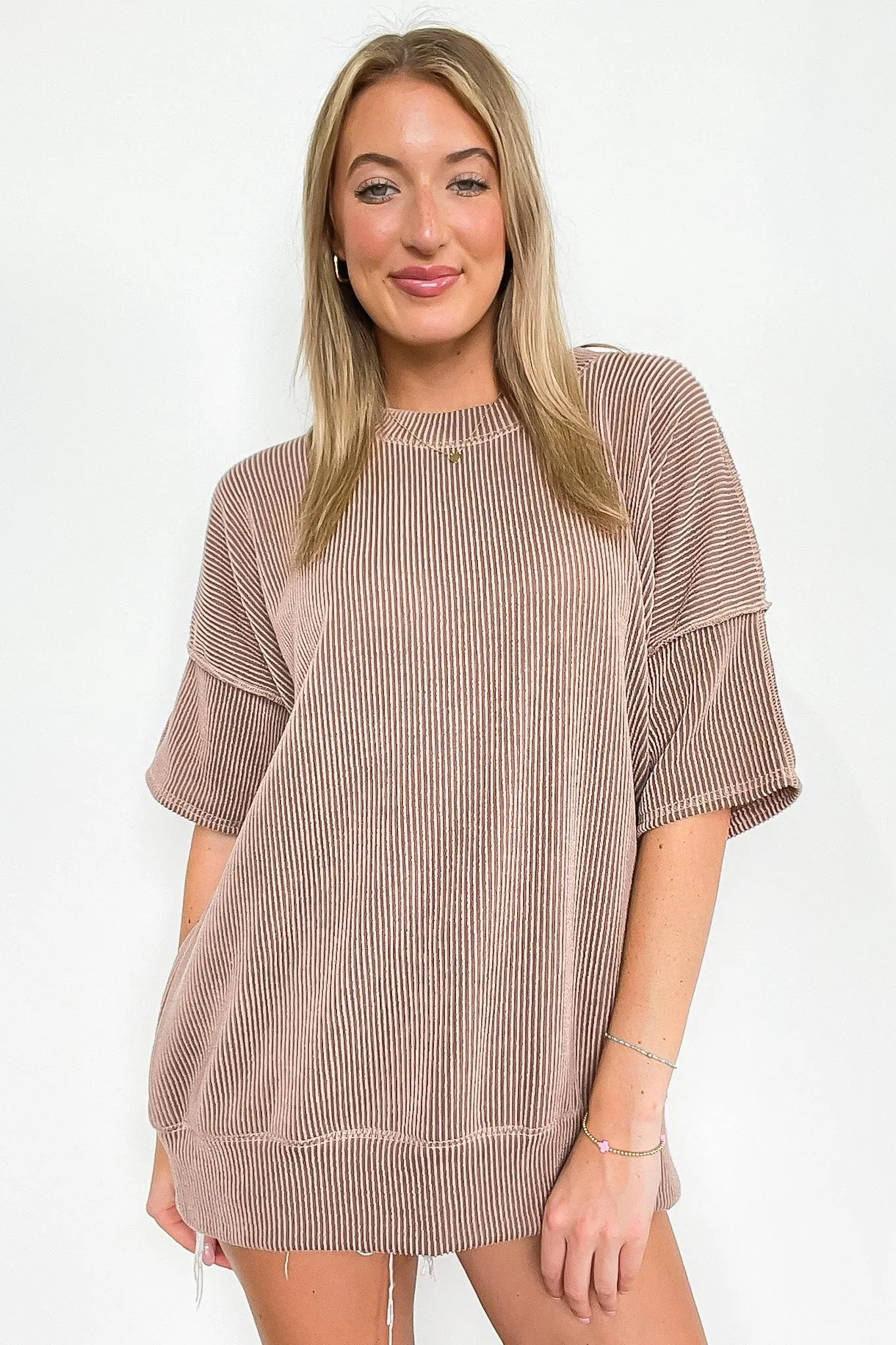 Evianna Stitch Detail Short Sleeve Relaxed Top - BACK IN STOCK