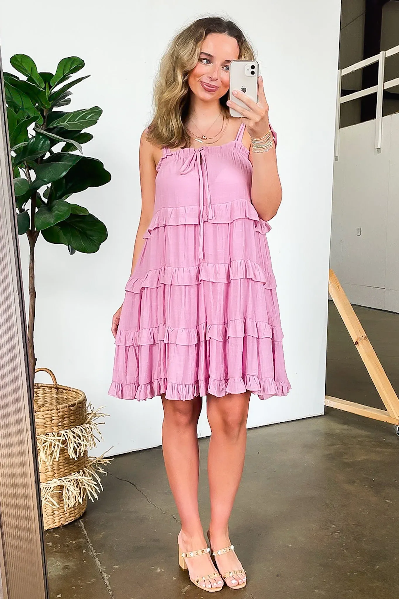 Exceptional Delight Ruffle Tiered Tie Strap Dress
