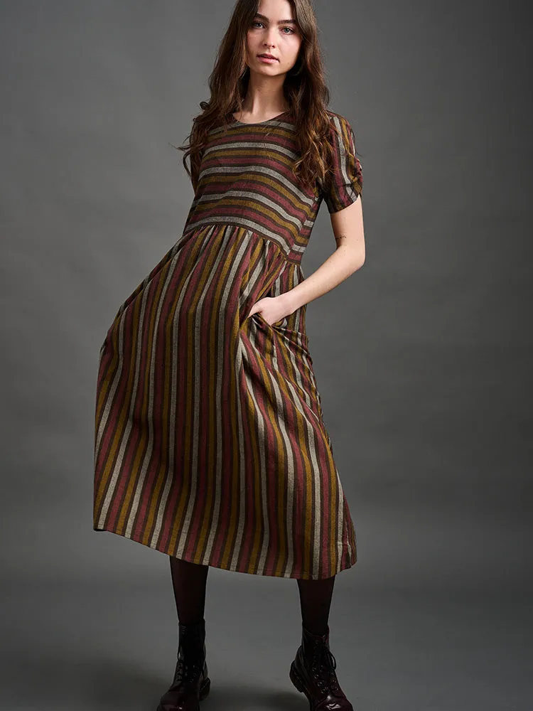 Exclusive Kavita Dress - Chocolate Stripe  Last Few Pieces!