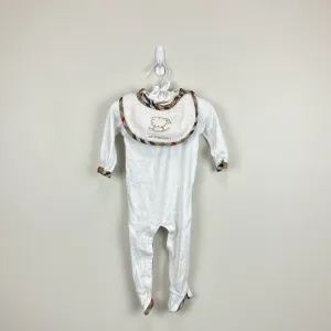Flash Sale Burberry Baby White Footie & Bib Set 6 Months  Ends Soon!