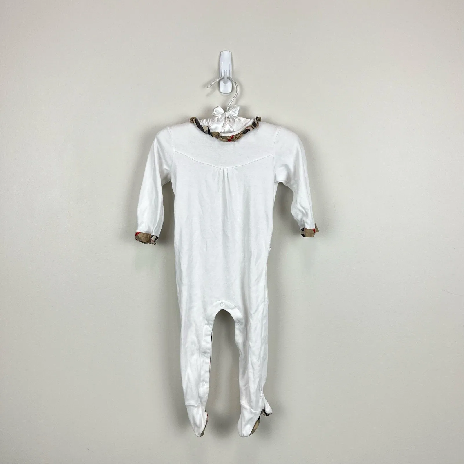 Flash Sale Burberry Baby White Footie & Bib Set 6 Months  Ends Soon!