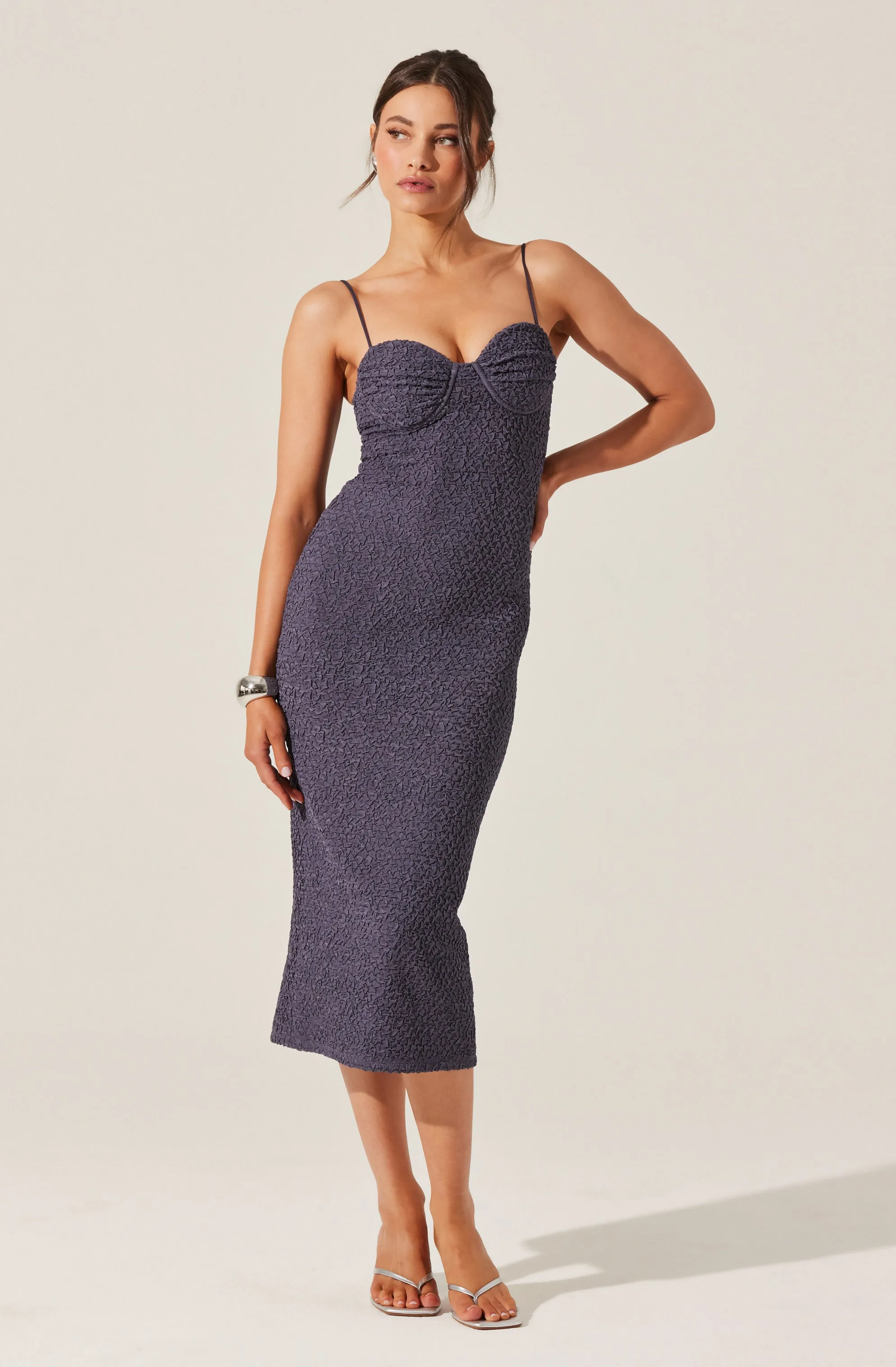 Flash Sale! Textured Bustier Midi Dress  Ends Soon!