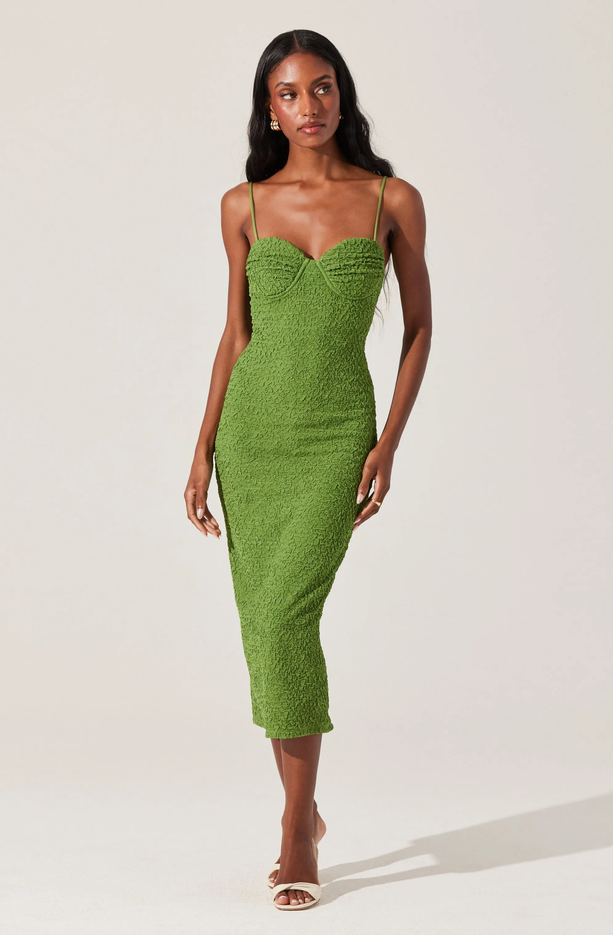 Flash Sale! Textured Bustier Midi Dress  Ends Soon!