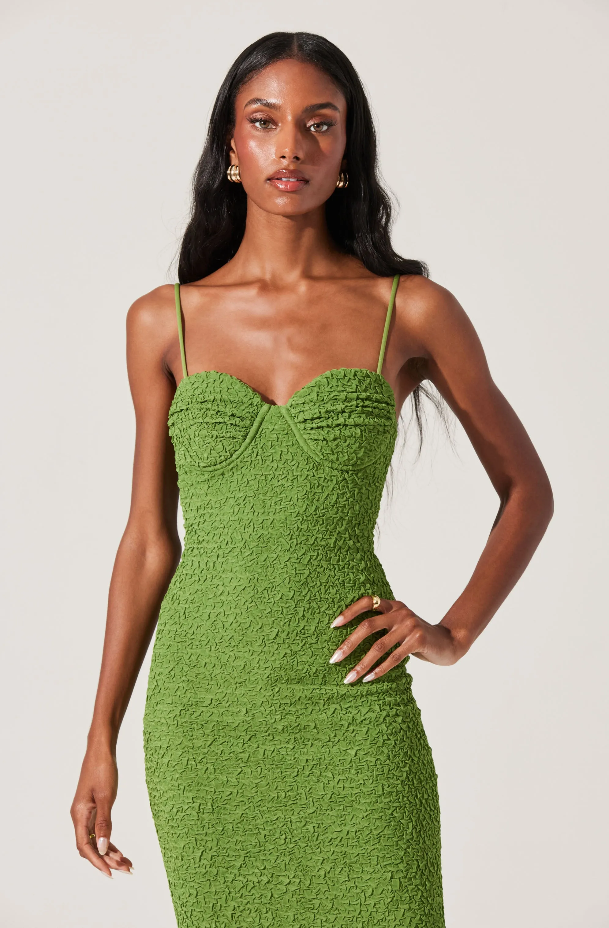 Flash Sale! Textured Bustier Midi Dress  Ends Soon!