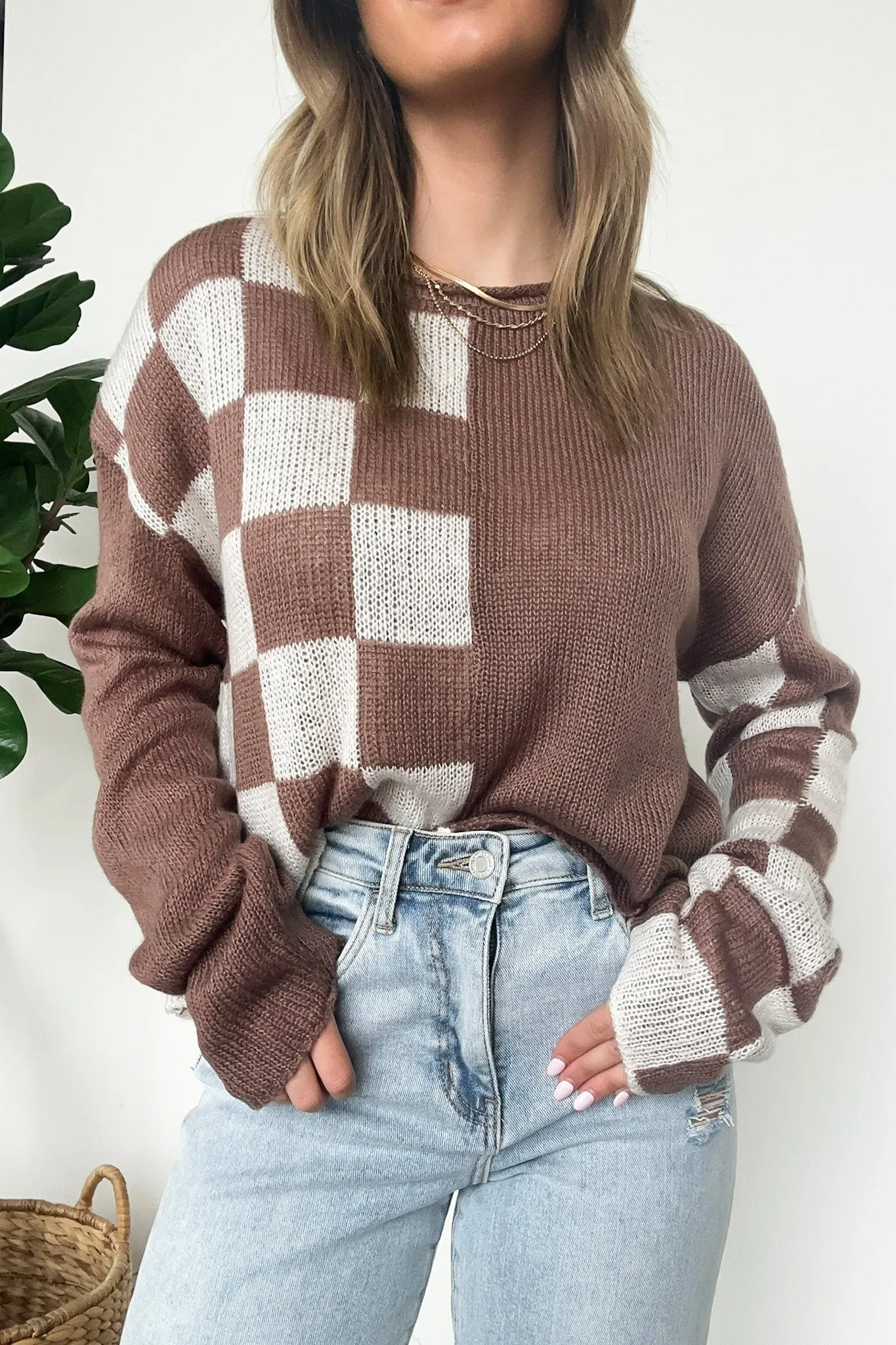 Gemma Color Block Checkered Sweater - FINAL SALE