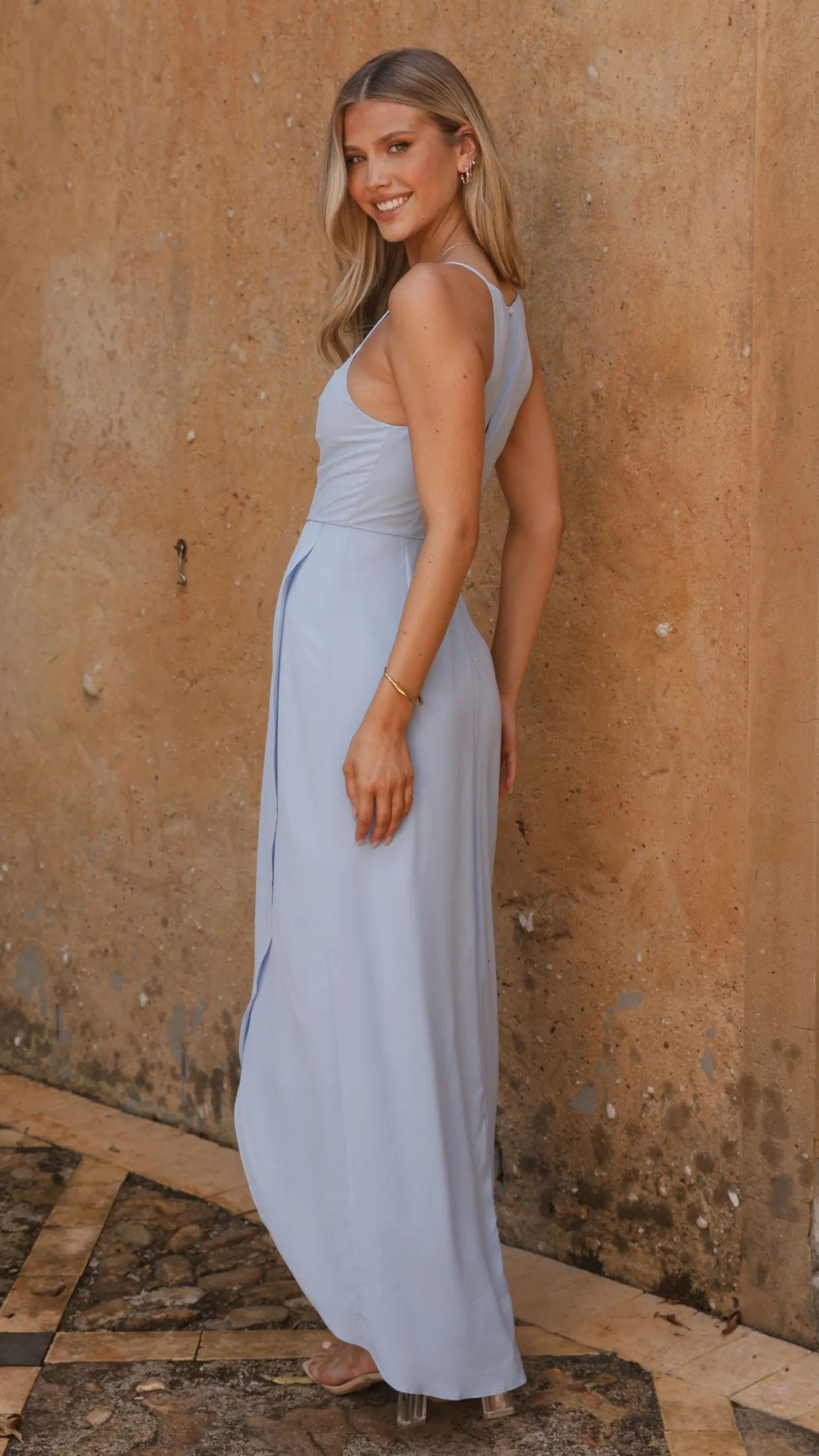 Genevieve Boat Neck Maxi Dress - Blue Billy J