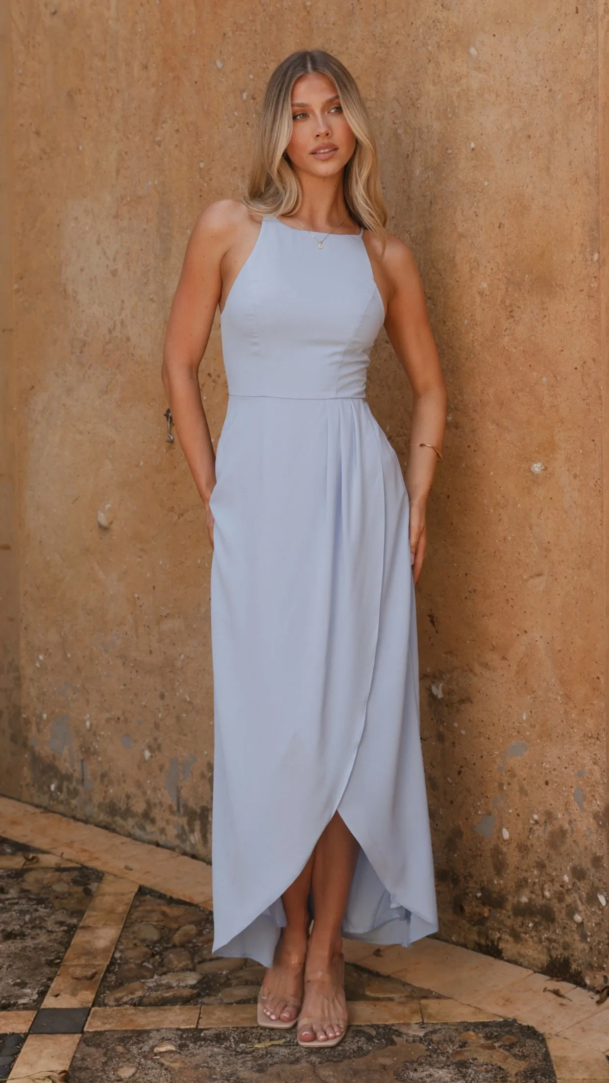 Genevieve Boat Neck Maxi Dress - Blue Billy J