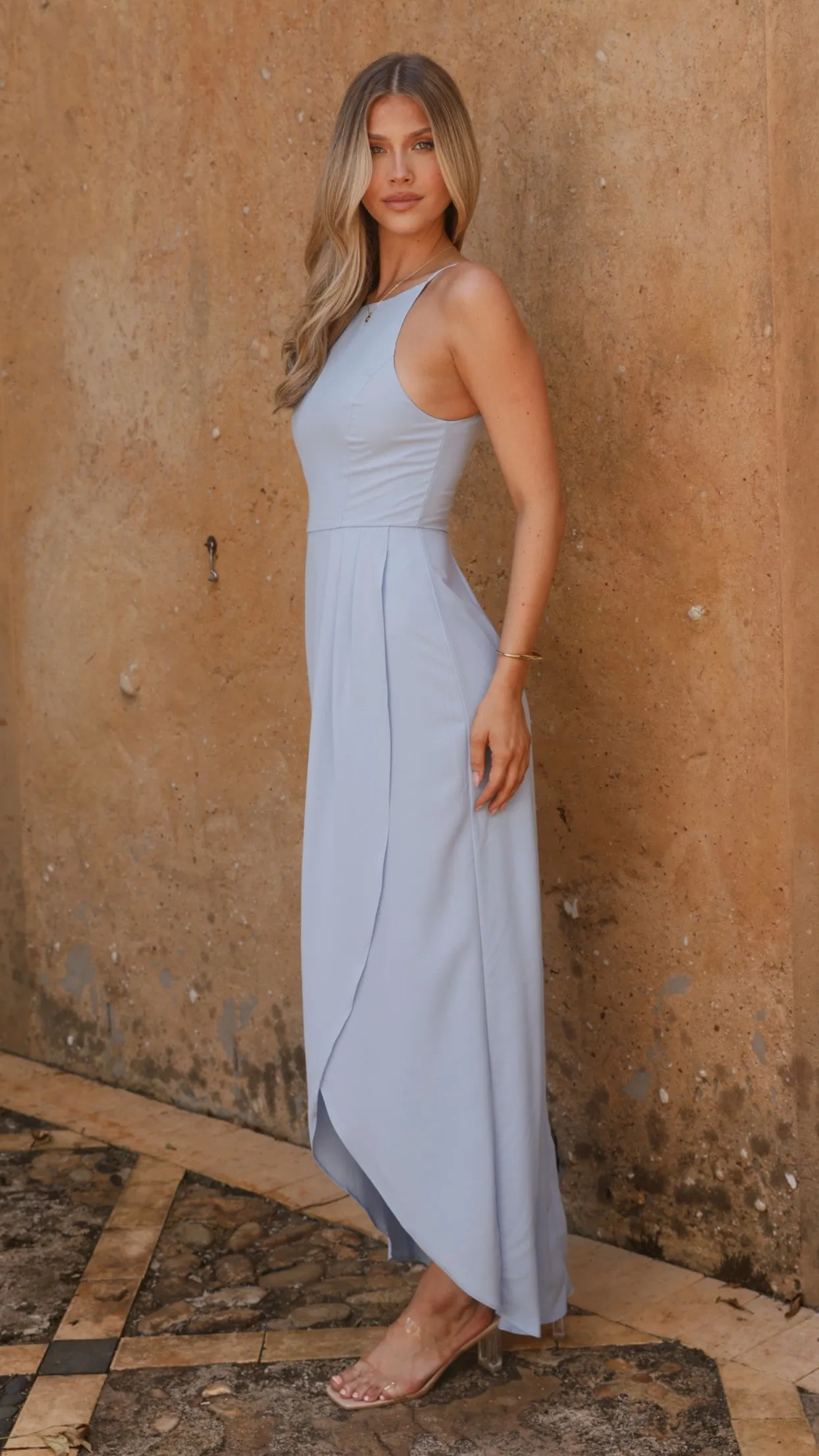 Genevieve Boat Neck Maxi Dress - Blue Billy J