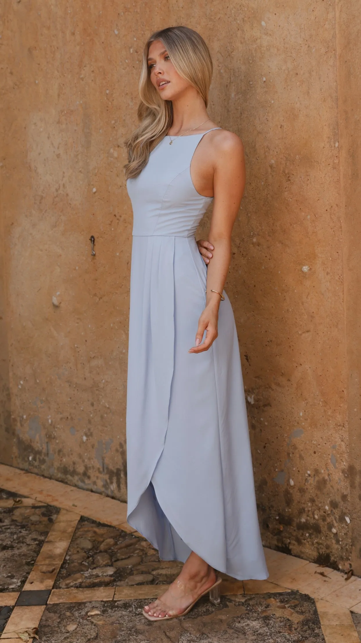 Genevieve Boat Neck Maxi Dress - Blue Billy J