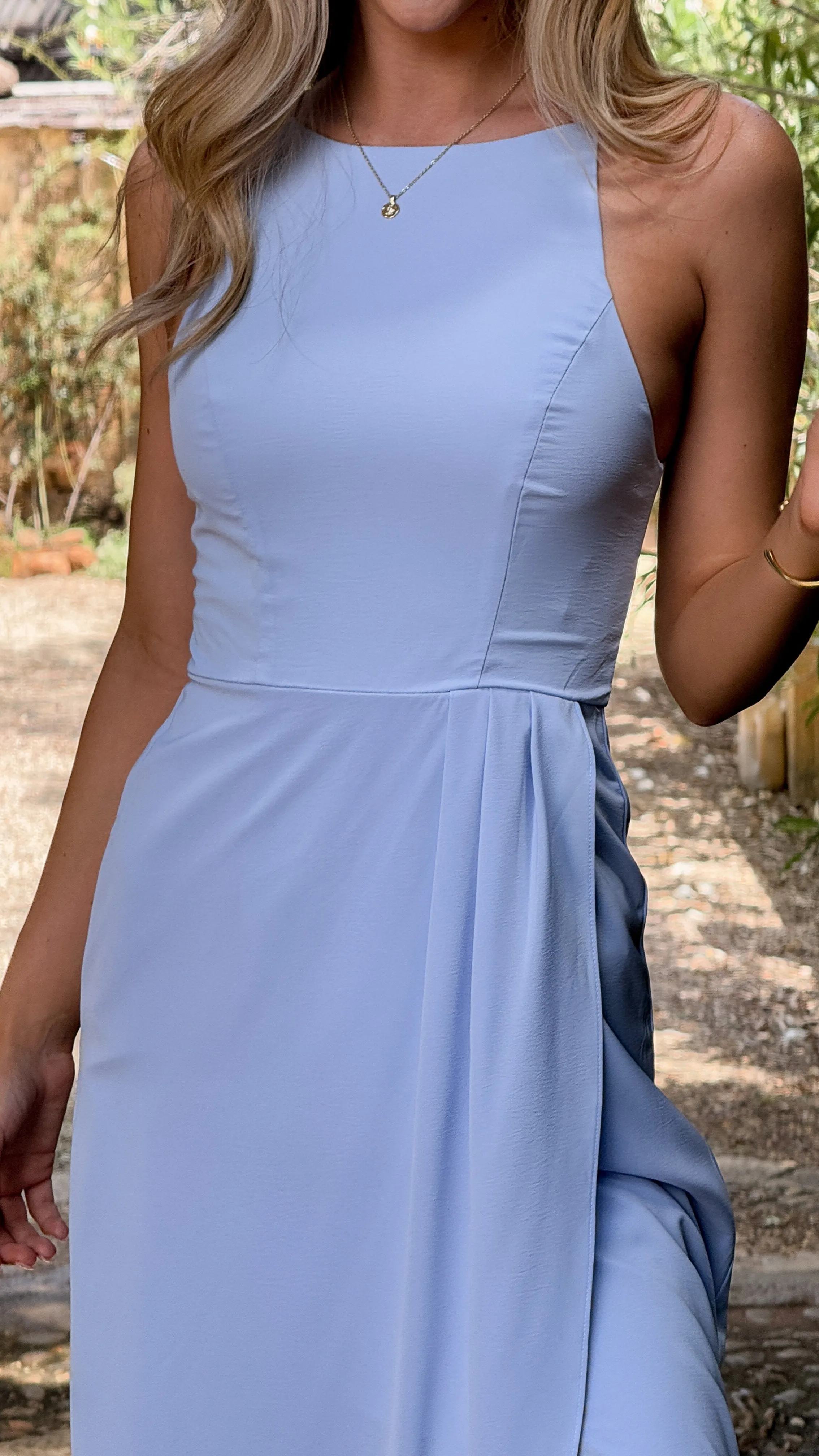 Genevieve Boat Neck Maxi Dress - Blue Billy J