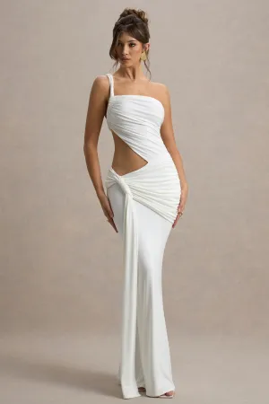 Giovanna | White Asymmetric Maxi Dress With Wrap Skirt Club L London