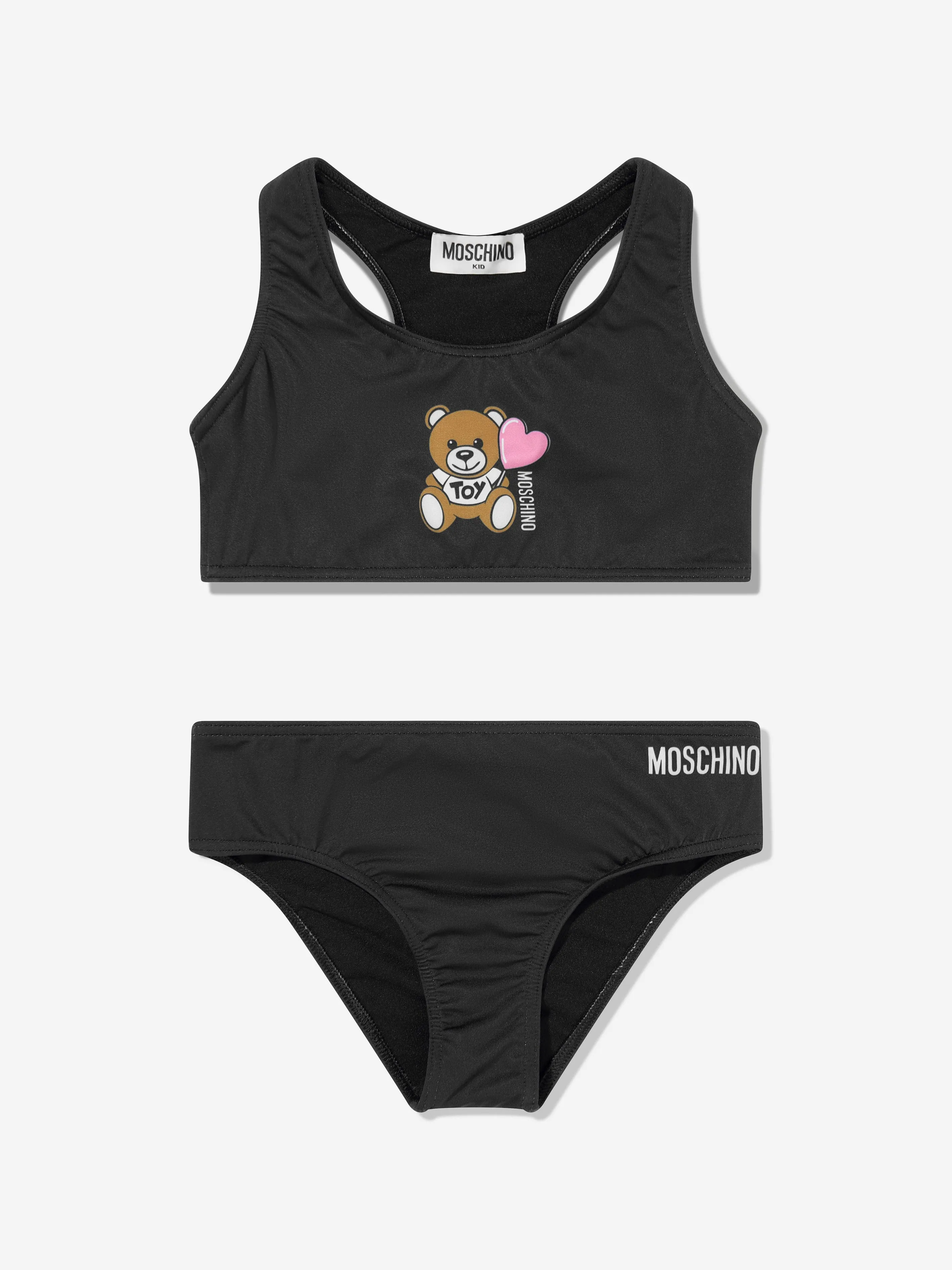 Girls Teddy Bear Logo Bikini in Black