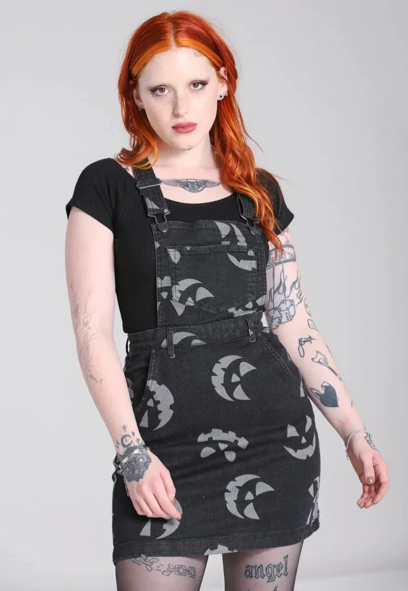 Hellbunny - Jack O Lantern Pinafore Black - Dress