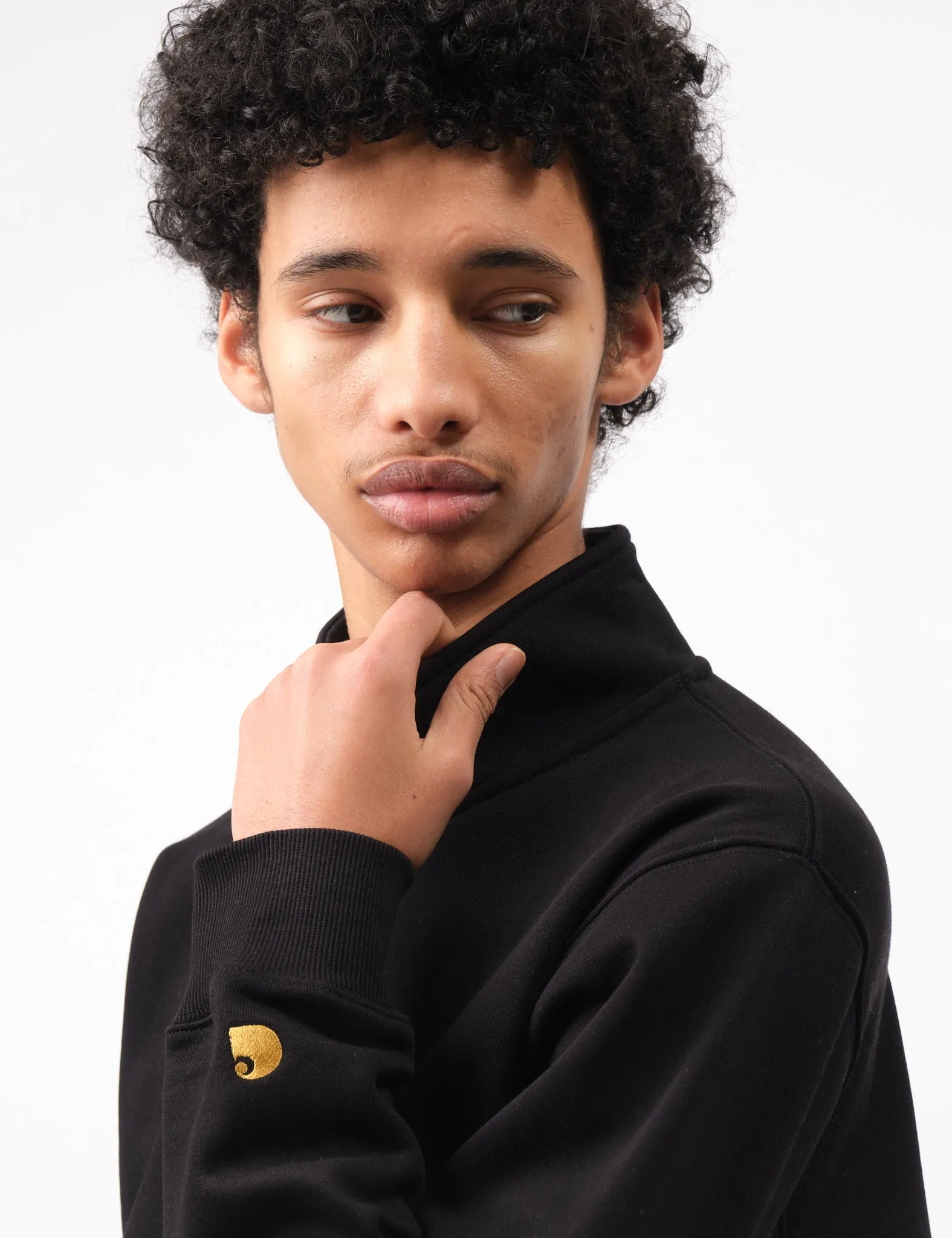 Hot Deal Carhartt WIP Chase Neck Zip Sweatshirt (Regular) - Black  Limited Availability!