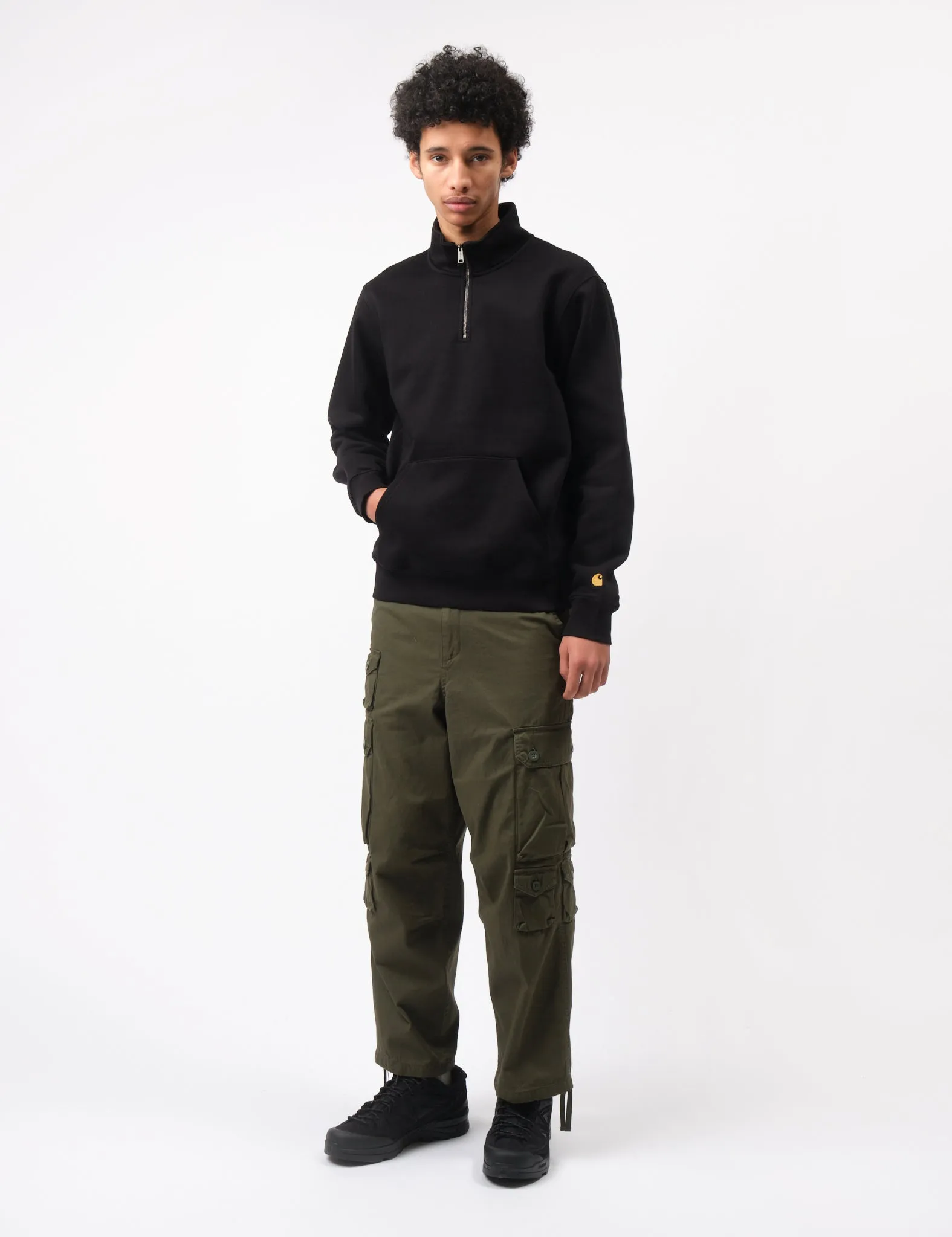 Hot Deal Carhartt WIP Chase Neck Zip Sweatshirt (Regular) - Black  Limited Availability!