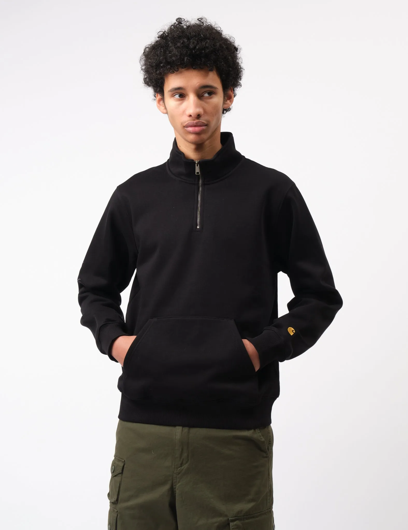 Hot Deal Carhartt WIP Chase Neck Zip Sweatshirt (Regular) - Black  Limited Availability!