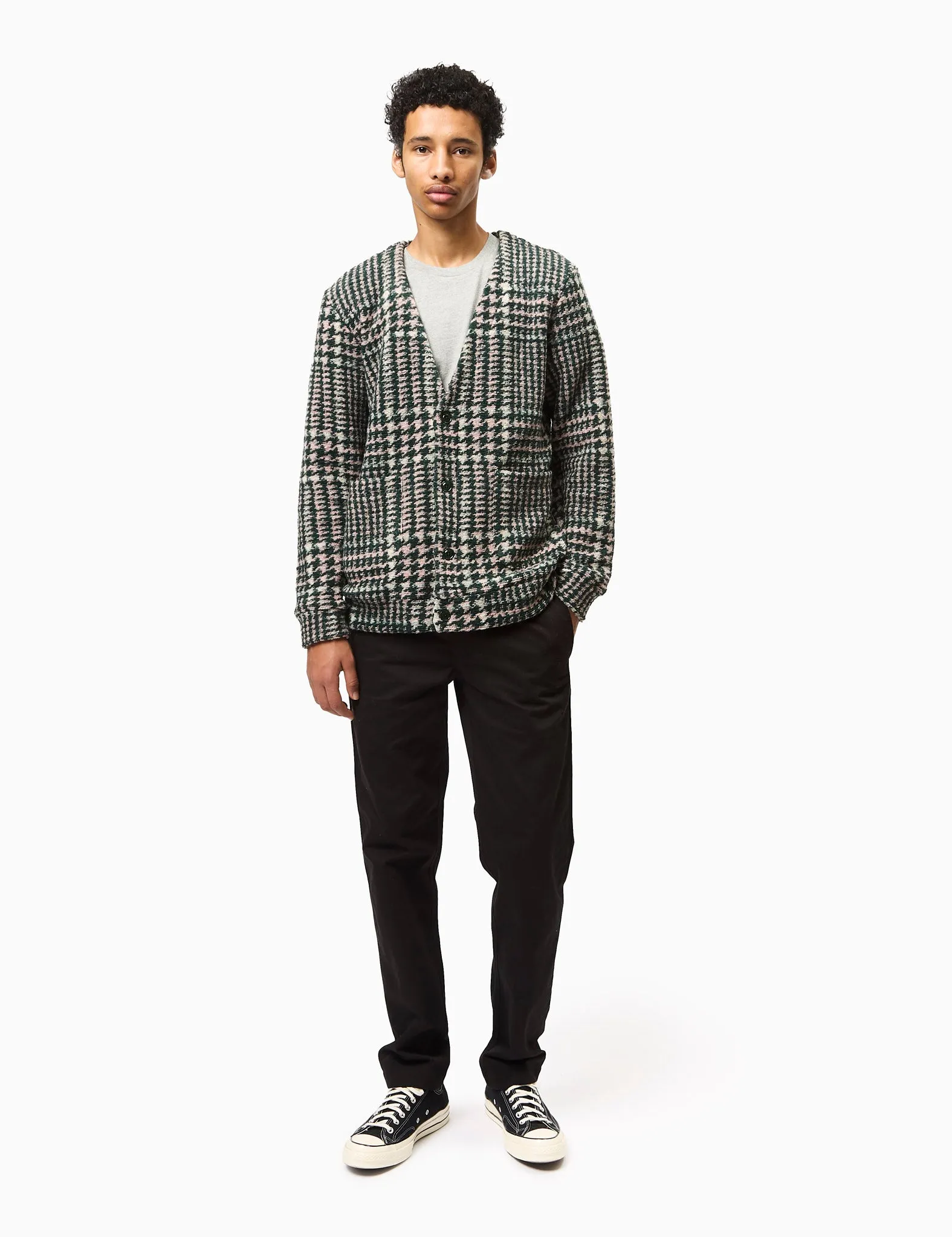 Hot Deal Portuguese Flannel Gales Cardigan - Green/Rose  Dont Miss Out!