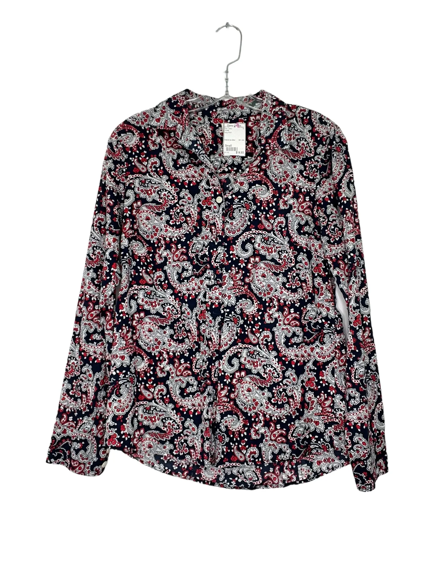 J Crew Size Small Navy Print Shirt- Ladies
